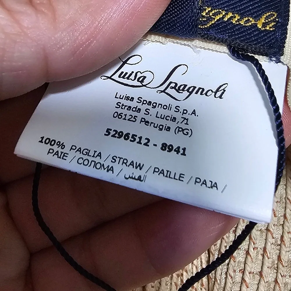 Luisa Spagnoli‎ Wide Brim Straw Hat Beige Brown Accents